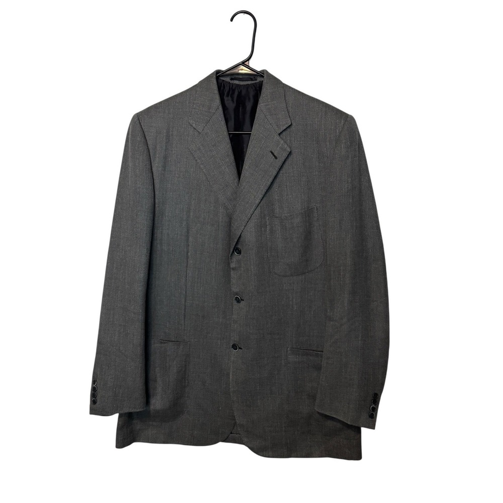 Brioni Blazer Mens 46L Gray Piuma Wool Silk Linen 3-Button Sport Coat Jacket